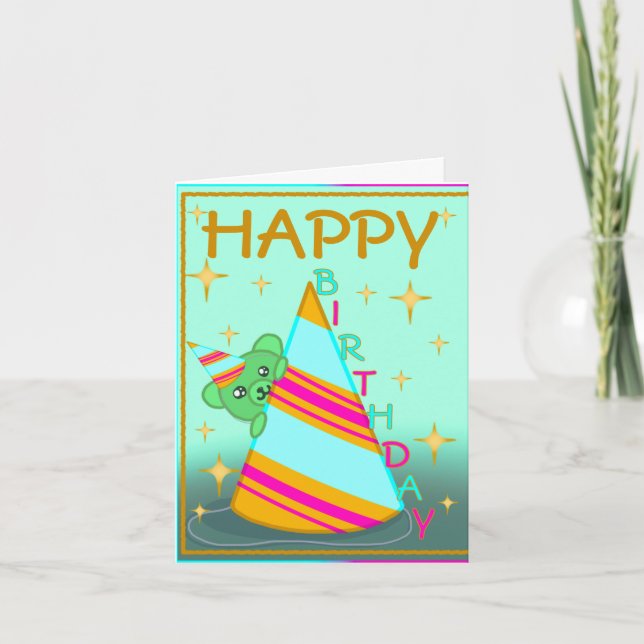 Custom Colourful Teddy Themed Birthday Card (Front)
