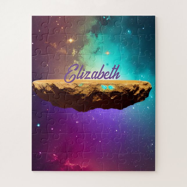 Custom Colourful Universe Floating Asteroid Name Jigsaw Puzzle (Vertical)