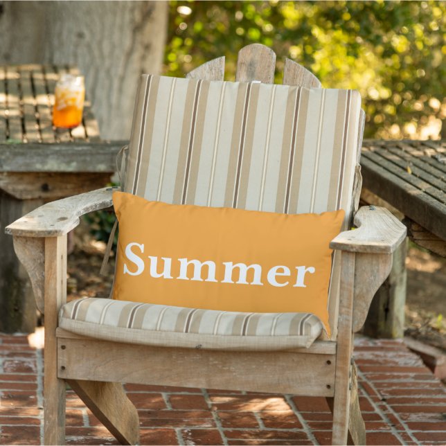 Custom colourful vibrant orange Summer decor Lumbar Pillow (Chair)
