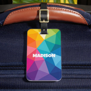 Custom Colourful Vibrant Polygonal Abstract Mosaic Luggage Tag