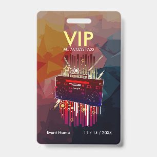 Custom Colourful VIP Event Pass With Modern Badge