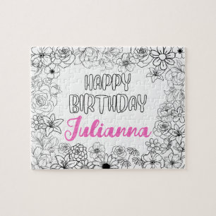 Custom Colouring Floral Name Puzzle 