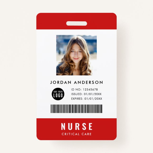 Custom Colours Add Logo Medical Employee Photo ID Badge (Front)