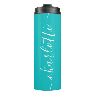 Custom Colours Add Your Name Calligraphy Script Thermal Tumbler