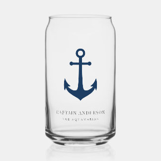 Custom Colours Anchor Personalized Captain Can Glass