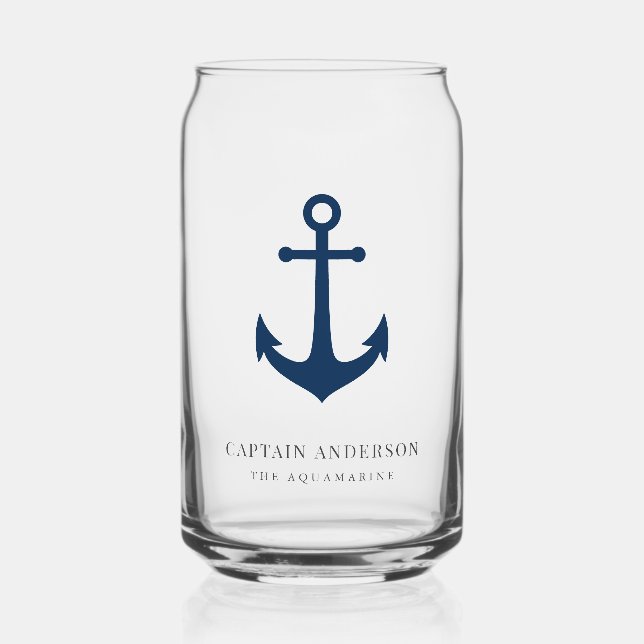 Custom Colours Anchor Personalized Captain  Can Glass (Front)