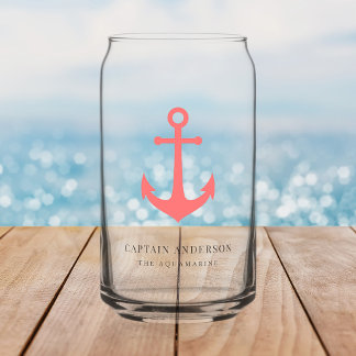 Custom Colours Anchor Personalized Captain Can Glass