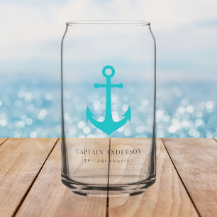 Custom Colours Anchor Personalized Captain  Can Glass