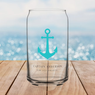 Custom Colours Anchor Personalized Captain Can Glass