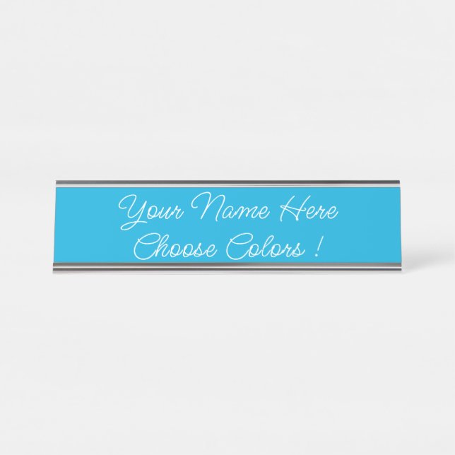 Custom Colours and Text Name Your Personalized Blu Desk Name Plate (Front)