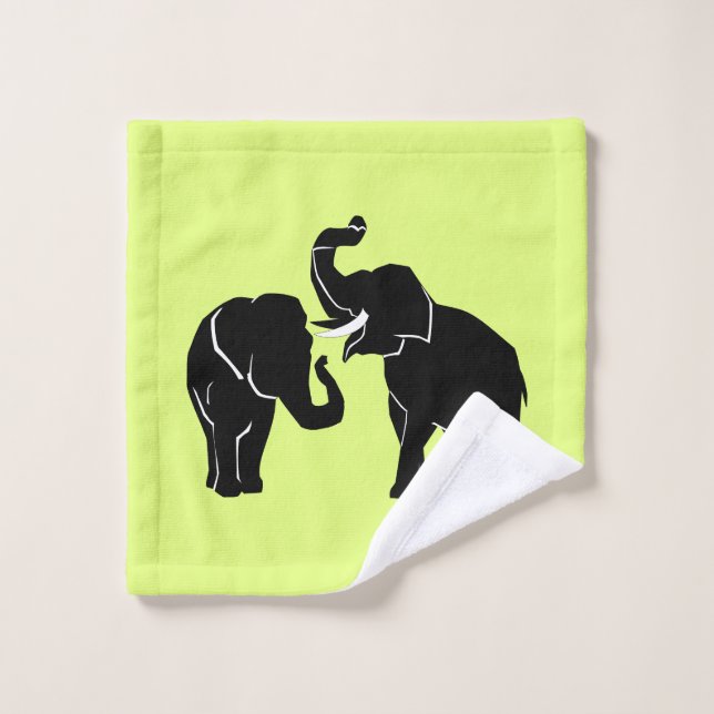 Custom Colours Bath Towels with Elephants Couple (Wash Cloth)