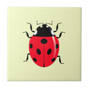 Custom Colours Ceramic Tile with Ladybug - Spring