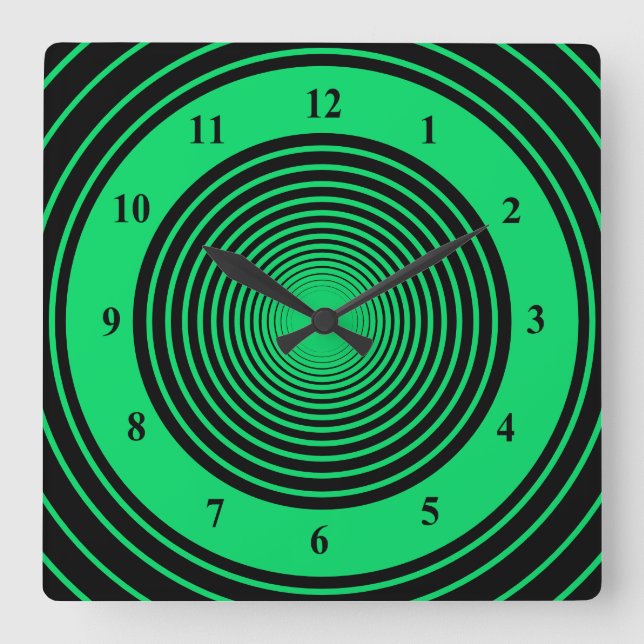 Custom Colours Circles Wall Clock - Black Green (Front)