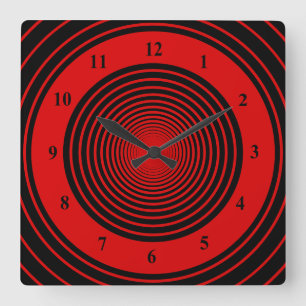 Custom Colours Circles Wall Clock - Black Red