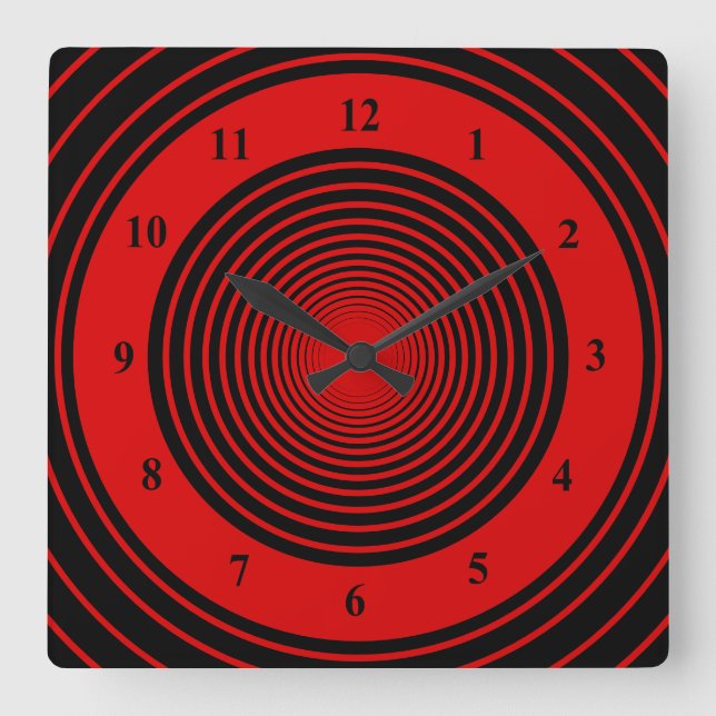 Custom Colours Circles Wall Clock - Black Red (Front)