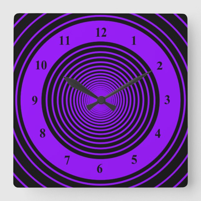 Custom Colours Circles Wall Clock - Purple Black (Front)