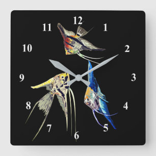 Custom Colours Clock with Scalar Fishes 