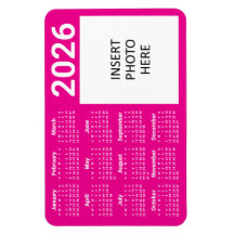 Custom Colours & Custom Photo 2026 Calendar Magnet