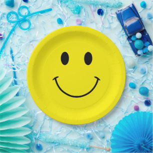 Custom Colours Cute Retro Smile Paper Plate