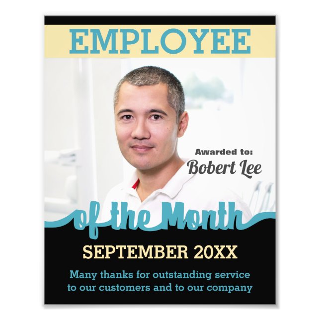 Custom colours employee of the month photo award (Front)