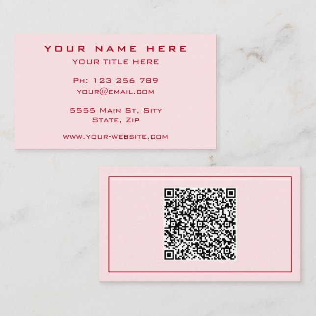 Custom Colours Modern Business Card with QR code (Front/Back)