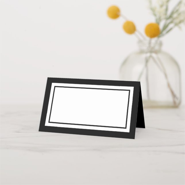 Custom Colours Modern Classic White Centre Place Card (Front)