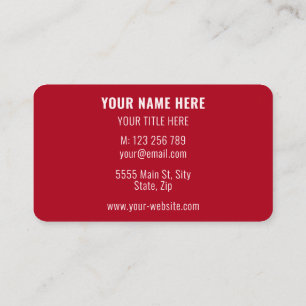Custom Colours Modern Simple Personalized Red Business Card