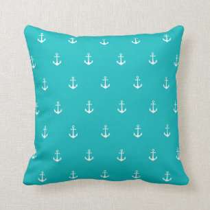 Custom Colours Nautical White Anchor Throw Pillow