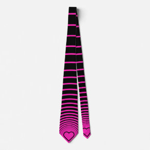Custom Colours Neck Tie with Heart Circles - Pink