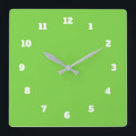 Custom Colours Numbers Font Personalized Greenery Square Wall Clock<br><div class="desc">Customizable Beautiful Colours Clock - Choose / add your favourite background and number colours !  
Choose Your Unique Number Fonts !
Add your text / name / date / logo / image ...  or else :)
Enjoy - Be Happy - Be Healthy !</div>