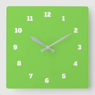 Custom Colours Numbers Font Personalized Greenery Square Wall Clock