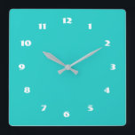 Custom Colours Numbers Font Personalized Turquoise Square Wall Clock<br><div class="desc">Customizable Beautiful Colours Clock - Choose / add your favourite background and number colours !  
Choose Your Unique Number Fonts !
Add your text / name / date / logo / image ...  or else :)
Enjoy - Be Happy - Be Healthy !</div>