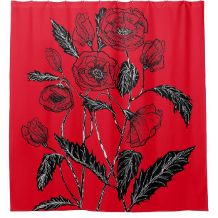 Custom Colours Shower Curtain Poppy - Red