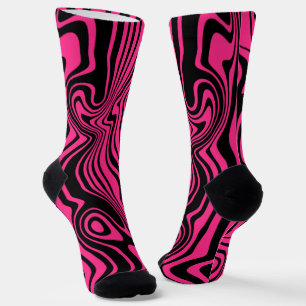 Custom Colours Socks Black Pink Abstract Waves 