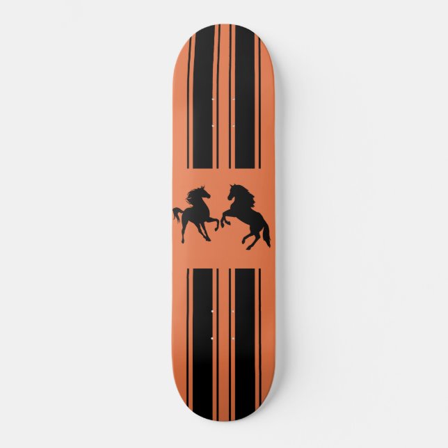 Custom Colours Sports Skateboard with Black Horses (Front)
