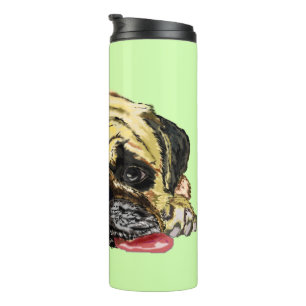 Custom Colours Thermal Tumbler with Funny Pug Dog