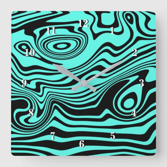 Custom Colours Wall Clock with Abstract Black Line (Front)