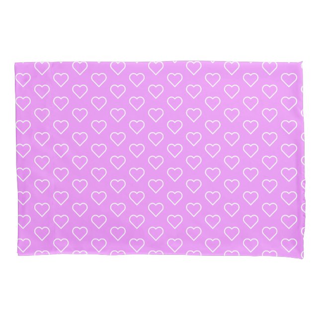 Custom Colours - White Hearts on a Purple Colours Pillowcase (Front)
