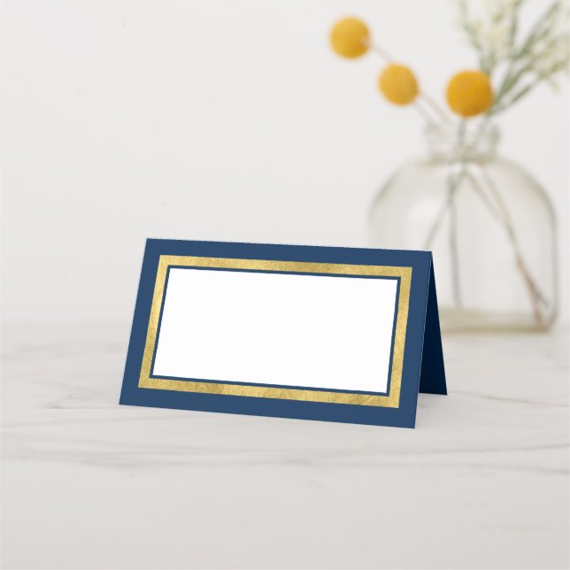 Custom Colours with Classic Gold Border Place Card (Front)