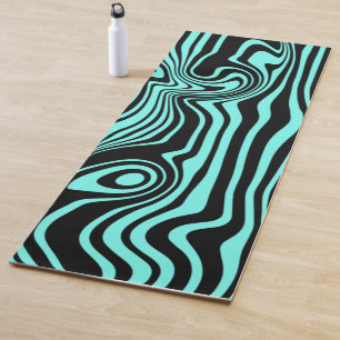 Custom Colours Yoga Mat Abstract Waves - Tirquoise