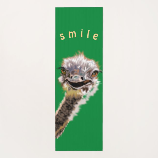 Custom Colours Yoga Mat Happy Ostrich - Green (Back)