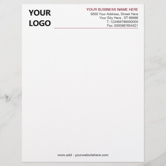 Custom Colours Your Business Letterhead with Logo (Front)