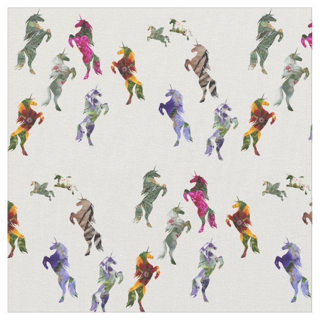 Custom Combed Cotton (56" width) Fabric Unicorns (Close Up)