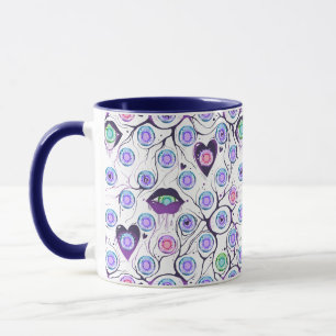 Custom Combo Mug with Unique Eye and Heart Design