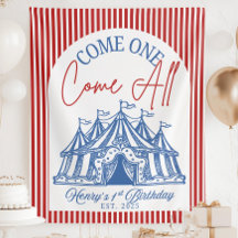 Custom Come ONE Come All Banner for Circus 1st Bir