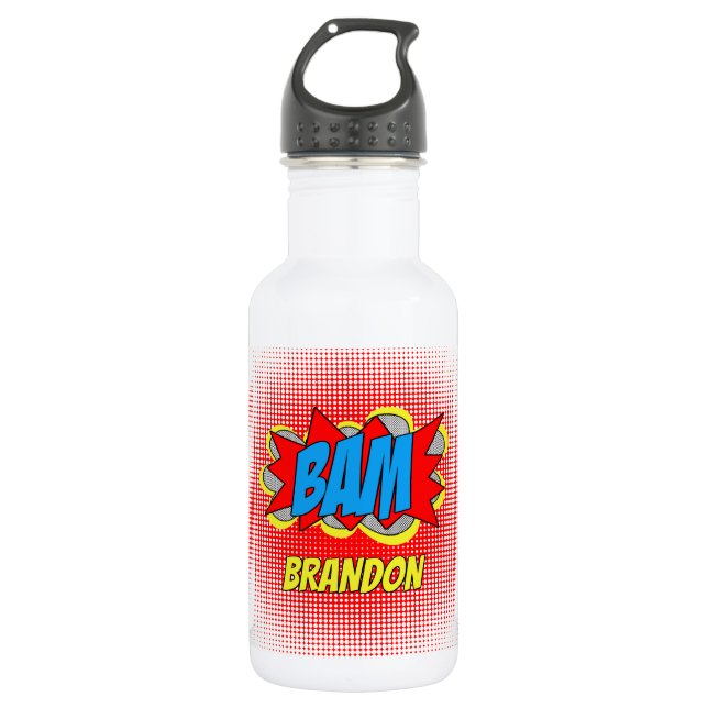 Custom Comic Book Pop Art BAM! Illustration 532 Ml Water Bottle (Front)