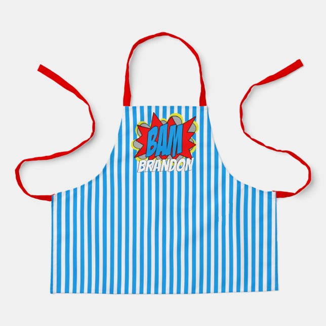 Custom Comic Book Pop Art Stripes Pattern Apron (Front)