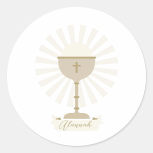 Custom Communion Gold Chalice Classic Round Sticker