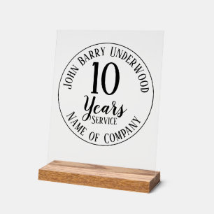 Custom Company 10 Years Long Service Commemorative Acrylic Sign