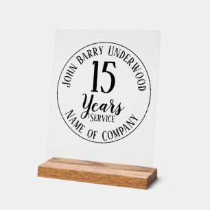 Custom Company 15 Years Long Service Commemorative Acrylic Sign